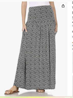 Floral maxi skirt, adjustable rollover waist.